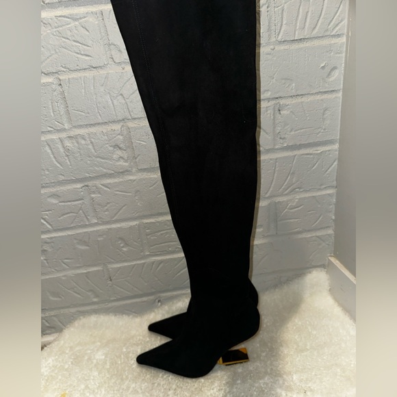 New JEFFREY CAMPBELL Compass Black Suede Over-The-Knee Boots Size 38 - Picture 3 of 10